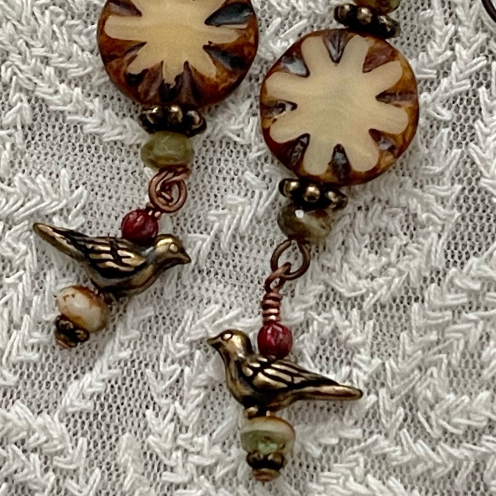 ARTISAN Earrings - “Doves Over the Mojave” Dangle Earrings - Picture 4 of 7